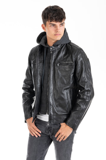 Lederjacke mit Kapuze Melvin